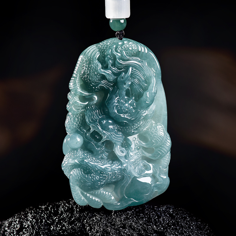 Luxury Gifts Jewelry & Watches Namfleg Mostar - Natürliche burmesische Jadeit-Drachen-Anhänger-Halskette, luxuriöser Schmuck, Modeaccessoires,