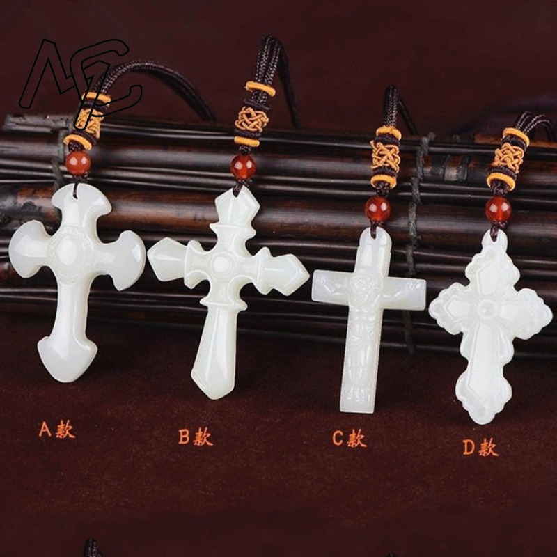 Luxury Gifts Jewelry & Watches Namfleg Mostar - Natürliche chinesische weiße Jade reiches Kreuz