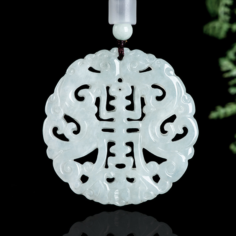 Necklace Pendant - Burmesische Jadeit-Drachen-Anhänger-Halskette, Vintage-Geschenke für Frauen, echter