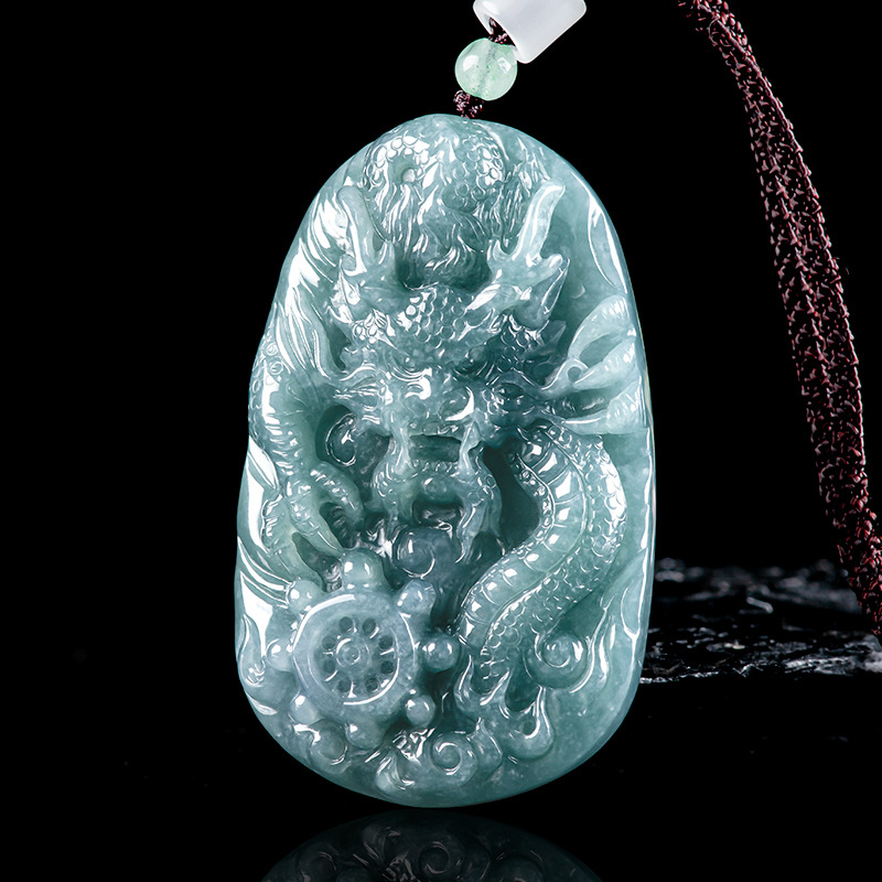 Necklace Pendant - Burmesische Jadeit-Drachen-Anhänger-Halskette Burmesischer Jadestein Mode-Accessoire Designer-Charm