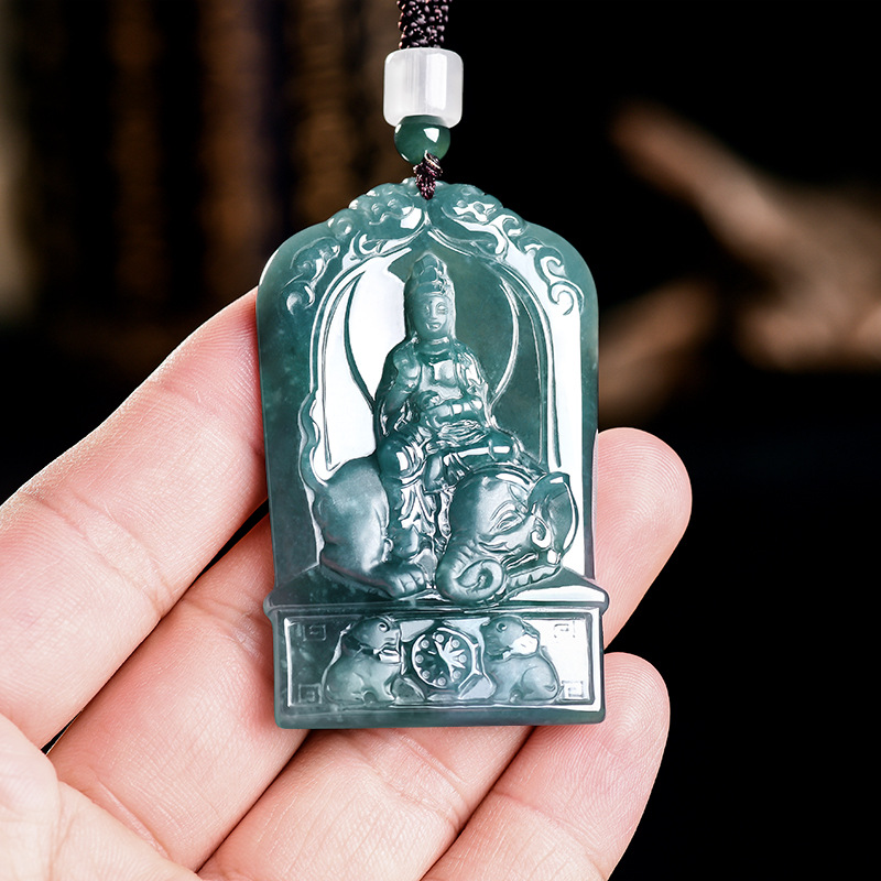 Luxury Gifts Jewelry & Watches Namfleg Mostar - Natürlicher burmesischer Jadeit Guanyin Anhänger Halskette