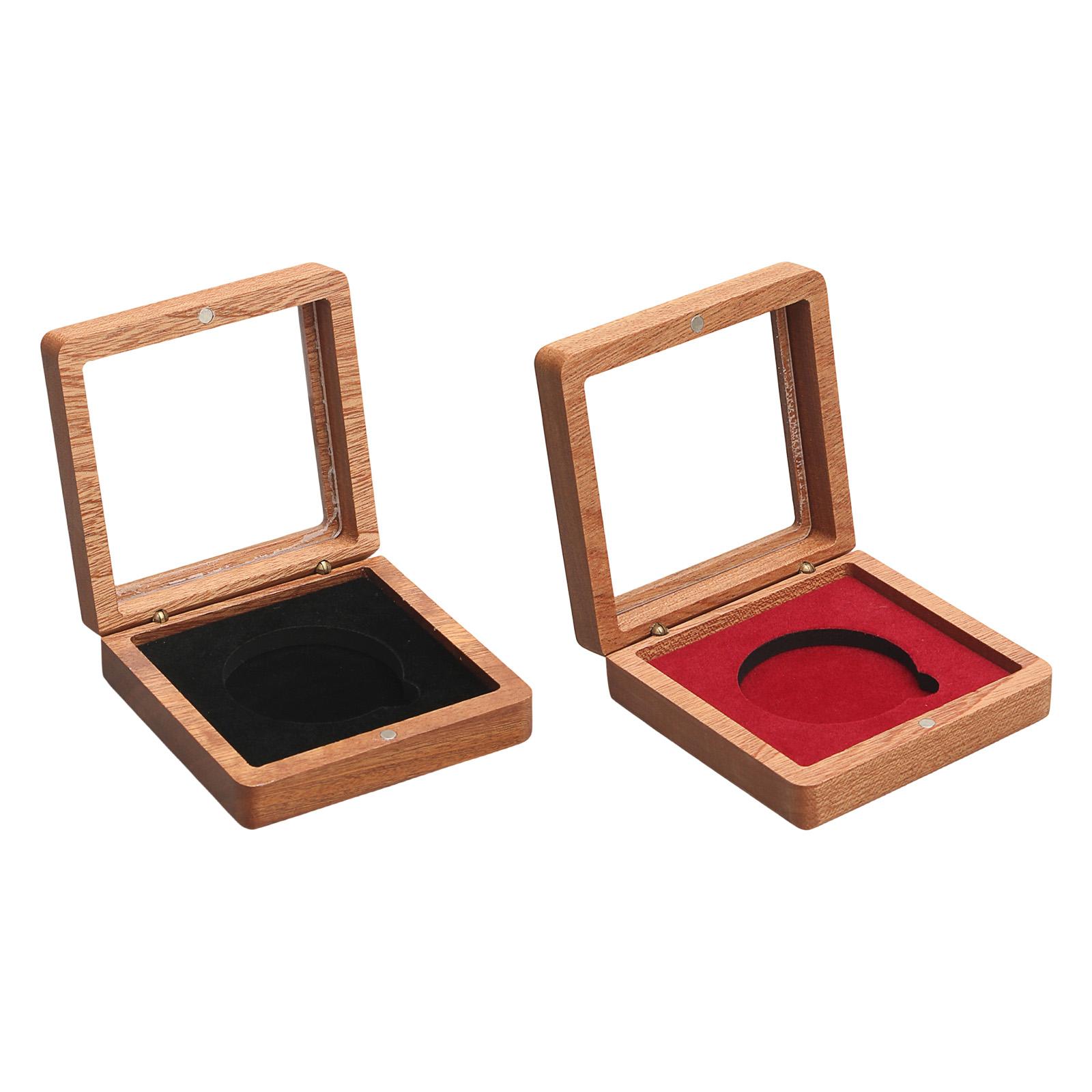 Collectors Coins Jewelry & Watches Of Smithtown Reviews - Holz-Münzpräsentationsbox mit Samt-Innenausstattung Staubdichte Münzkapsel-Aufbewahrungsbox für