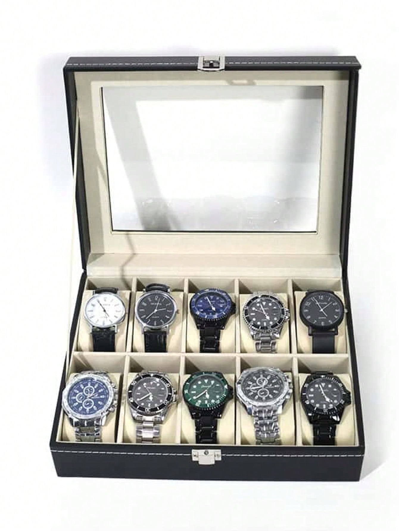 Jewelry Watches Men - Leder-Uhrenbox mit Schloss, Große Uhren-Vitrine, Hochwertiger