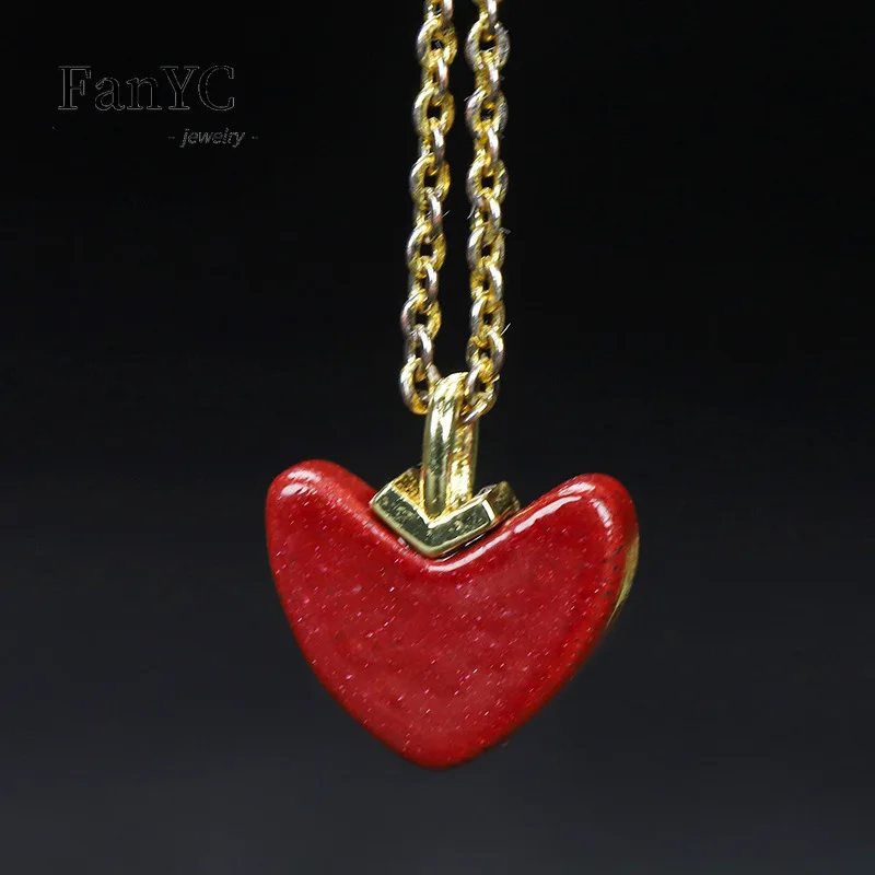 Luxury Gifts Jewelry & Watches Namfleg Mostar - Natürliche v-förmige Zinnober Liebe Herz Ohrringe