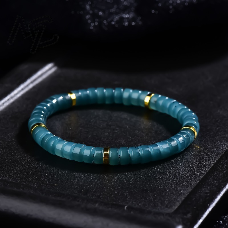 Luxury Gifts Jewelry & Watches Namfleg Mostar - Natürliche Jadeit Blauwasser Abakus-Perlen Spacer-Armband Luxus-Qualitätsschmuck