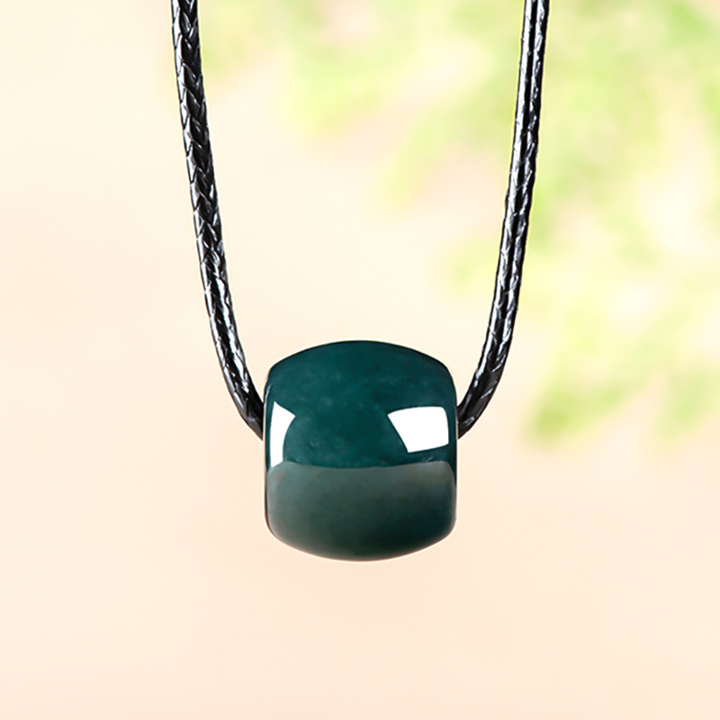 Necklace Pendant - Natürlicher Myanmar Smaragd Tiefblau Wasserweg-Verbindungsperlen-Anhänger Halskette