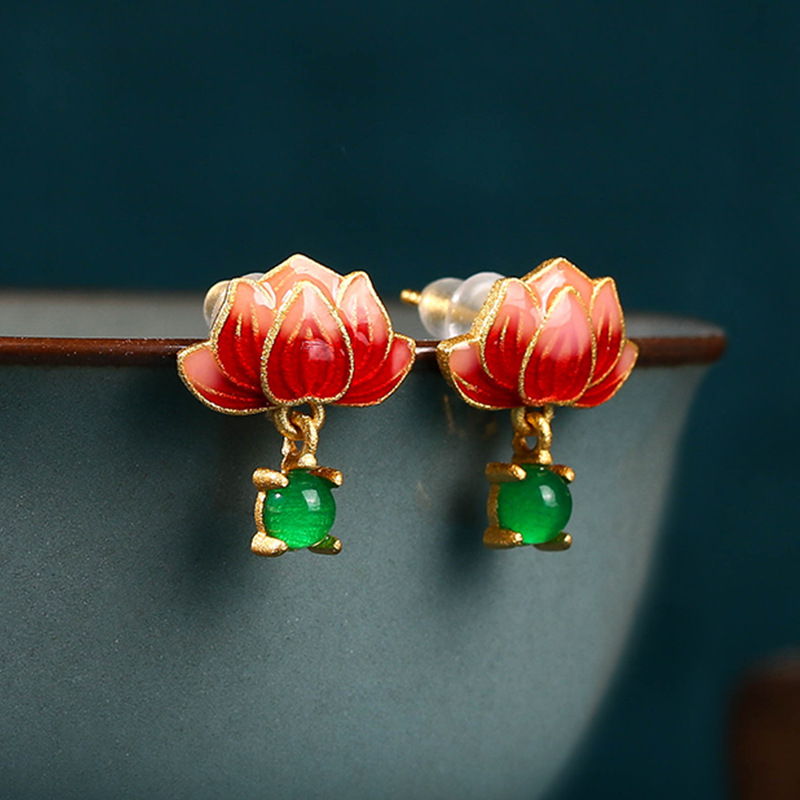 Grüne echte Jade Lotus Ohrring – Luxury Gifts Jewelry & Watches Namfleg Mostar Bewertung und Preis